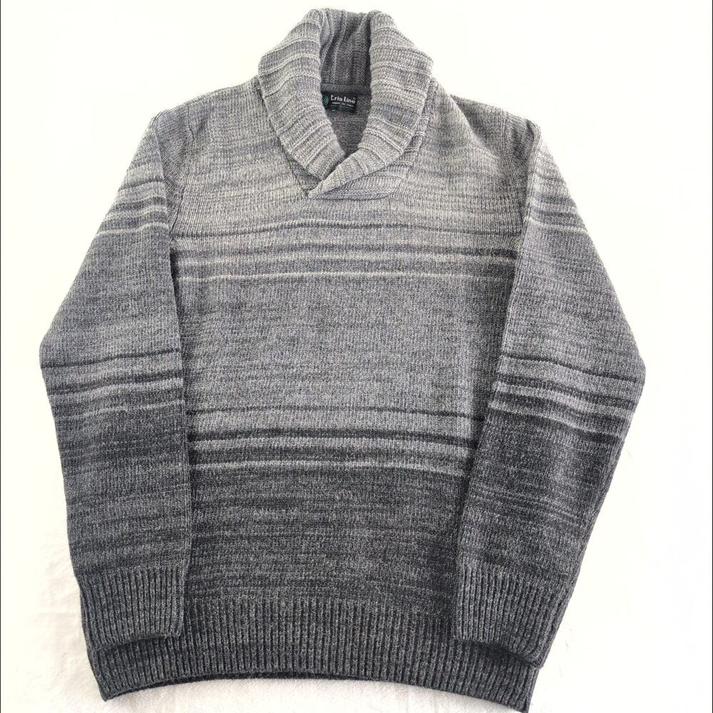 Trisline Shawl Collar Made In Italy WoolBlend Sweater Men's Medium Pullover Grey
